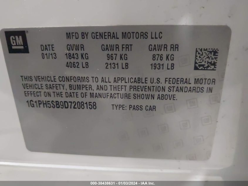 2013 CHEVROLET CRUZE ECO AUTO - 1G1PH5SB9D7208158