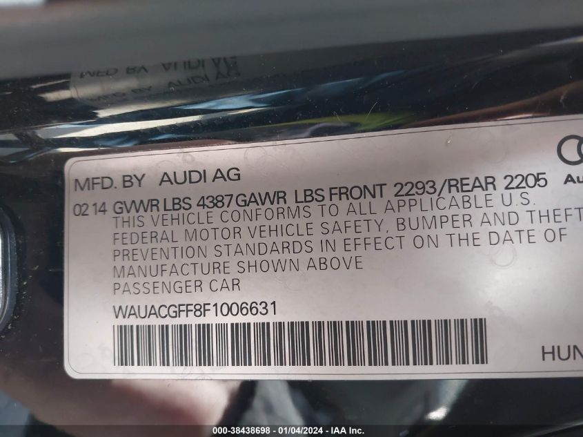 2015 AUDI A3 PREMIUM - WAUACGFF8F1006631