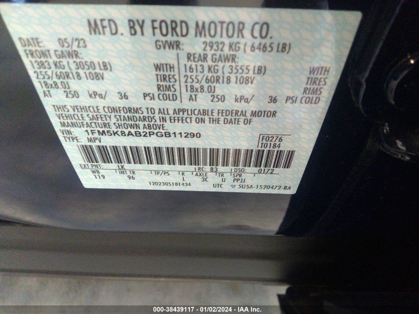 2023 FORD POLICE INTERCEPTOR UTILITY - 1FM5K8AB2PGB11290