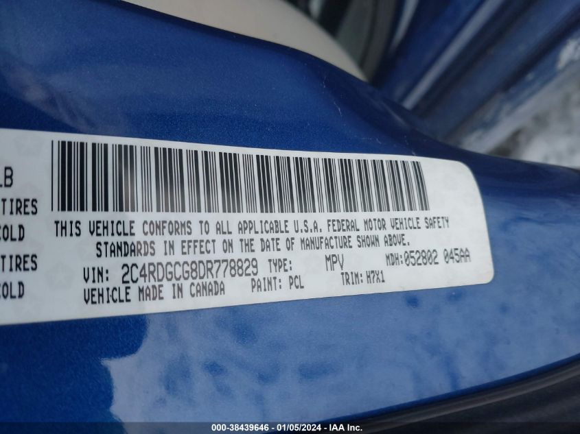 2013 DODGE GRAND CARAVAN SXT - 2C4RDGCG8DR778829