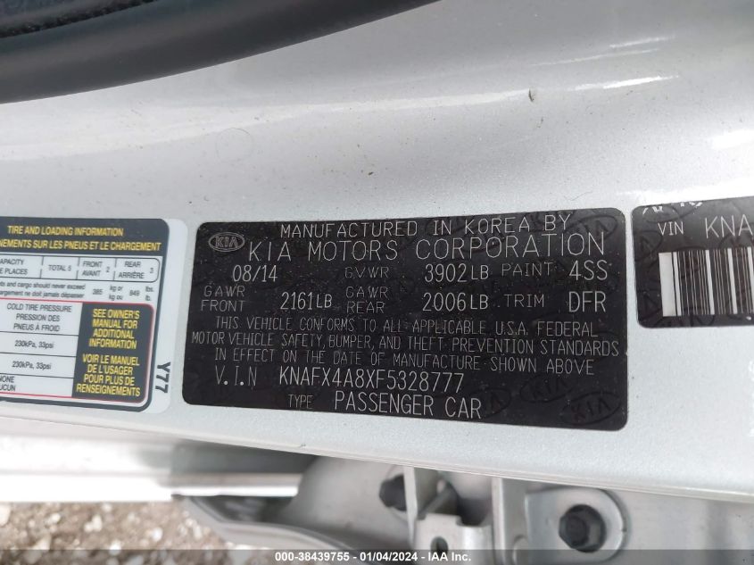 2015 KIA FORTE EX - KNAFX4A8XF5328777