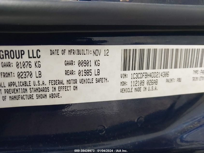 2013 DODGE DART SXT - 1C3CDFBH4DD214306