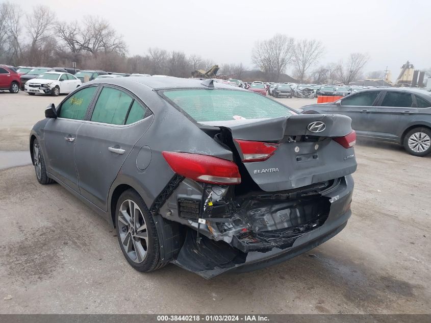 2017 HYUNDAI ELANTRA LIMITED - KMHD84LF0HU067165