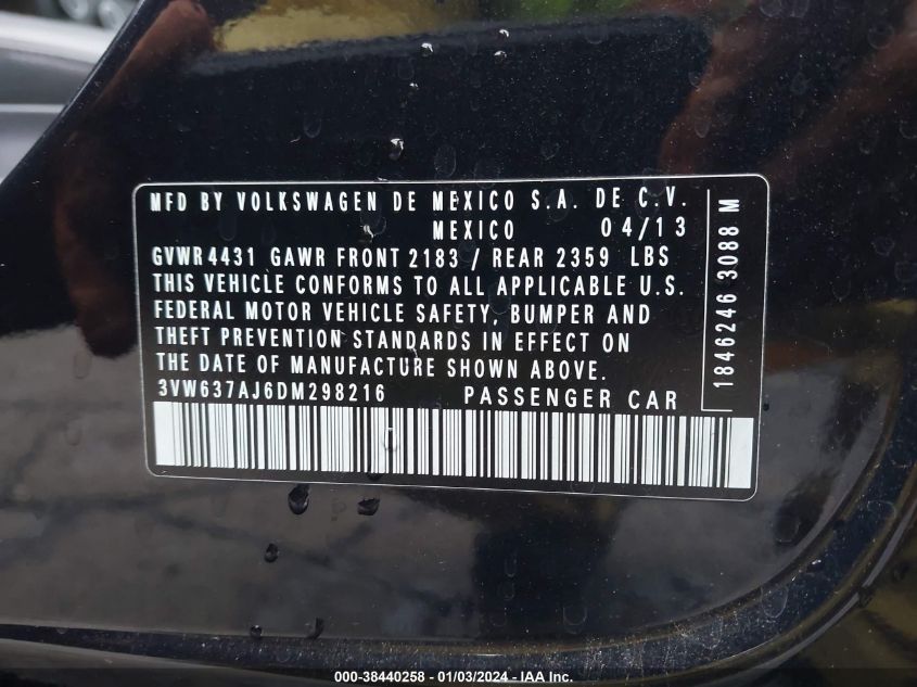 2013 VOLKSWAGEN JETTA HYBRID SEL 3VW637AJ6DM298216