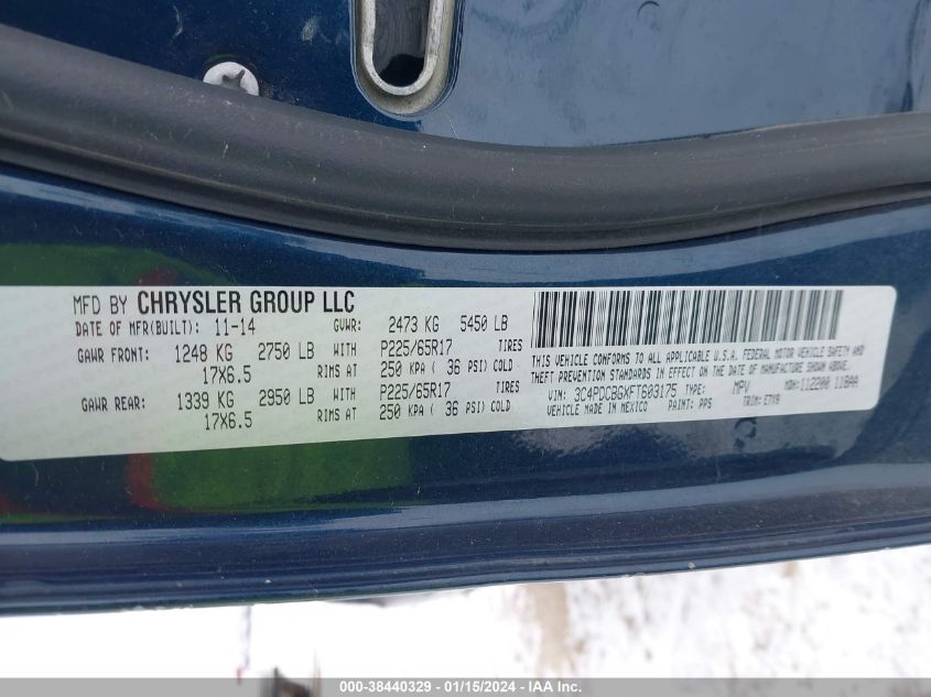 2015 DODGE JOURNEY SXT - 3C4PDCBGXFT603175