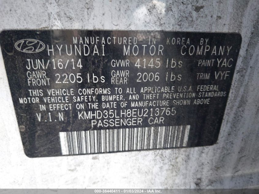 2014 HYUNDAI ELANTRA GT - KMHD35LH8EU213765