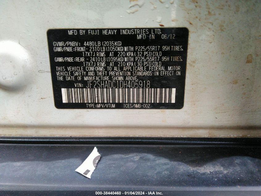 2013 SUBARU FORESTER 2.5X PREMIUM - JF2SHADC1DH405918