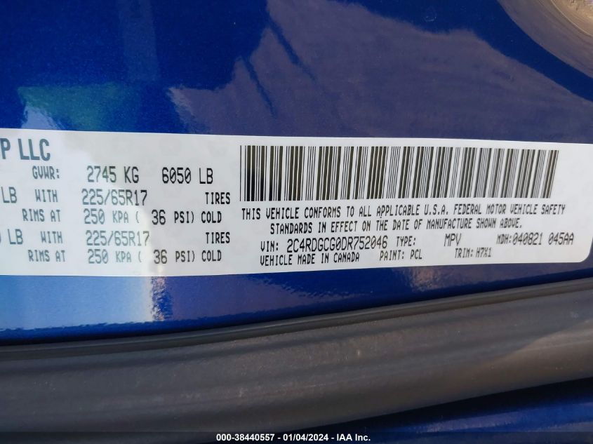 2013 DODGE GRAND CARAVAN SXT - 2C4RDGCG0DR752046