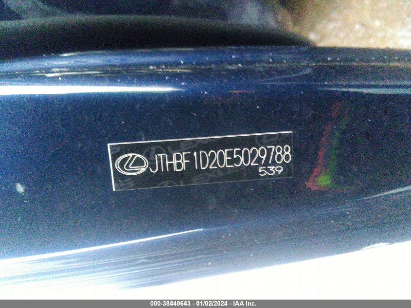 2014 LEXUS IS 250 - JTHBF1D20E5029788