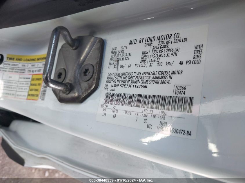 2015 FORD TRANSIT CONNECT XL - NM0LS7E73F1193556