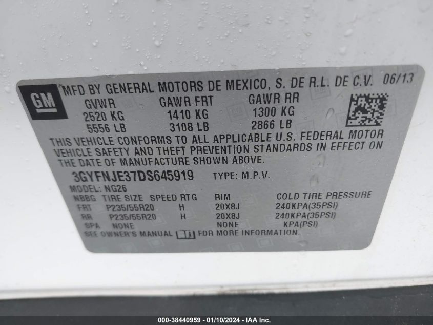 2013 CADILLAC SRX PREMIUM COLLECTION - 3GYFNJE37DS645919