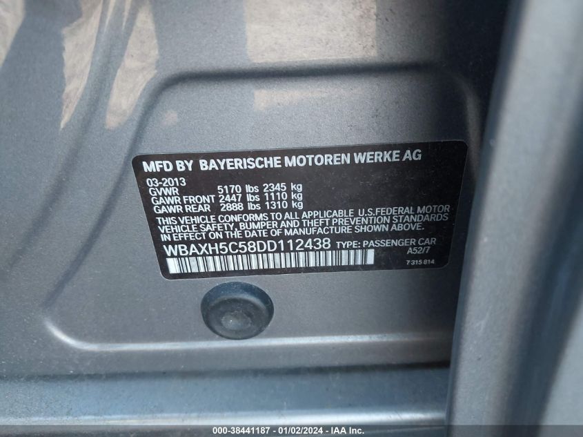 2013 BMW 528I XDRIVE - WBAXH5C58DD112438