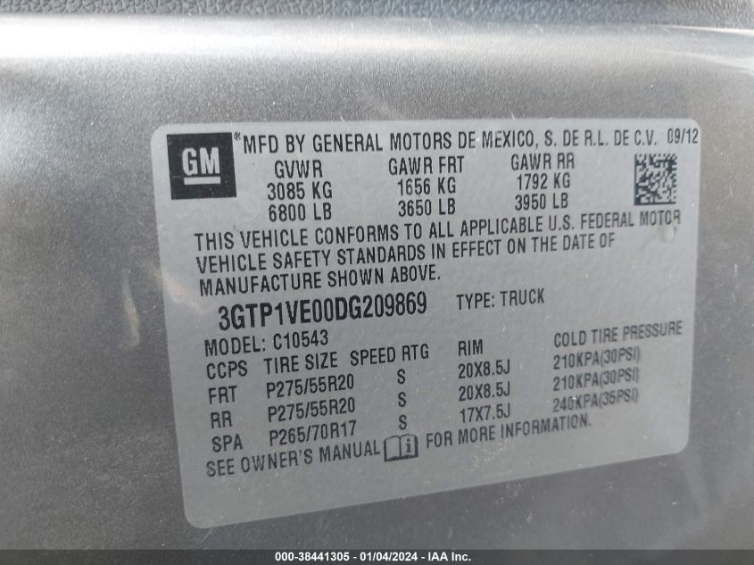 2013 GMC SIERRA 1500 C1500 SLE - 3GTP1VE00DG209869