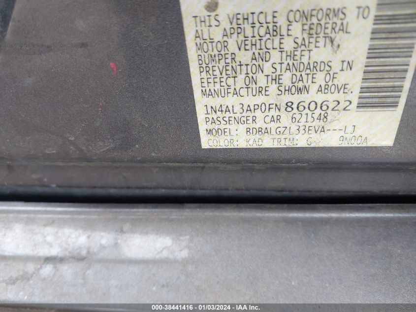 2015 NISSAN ALTIMA 2.5 S - 1N4AL3AP0FN860622