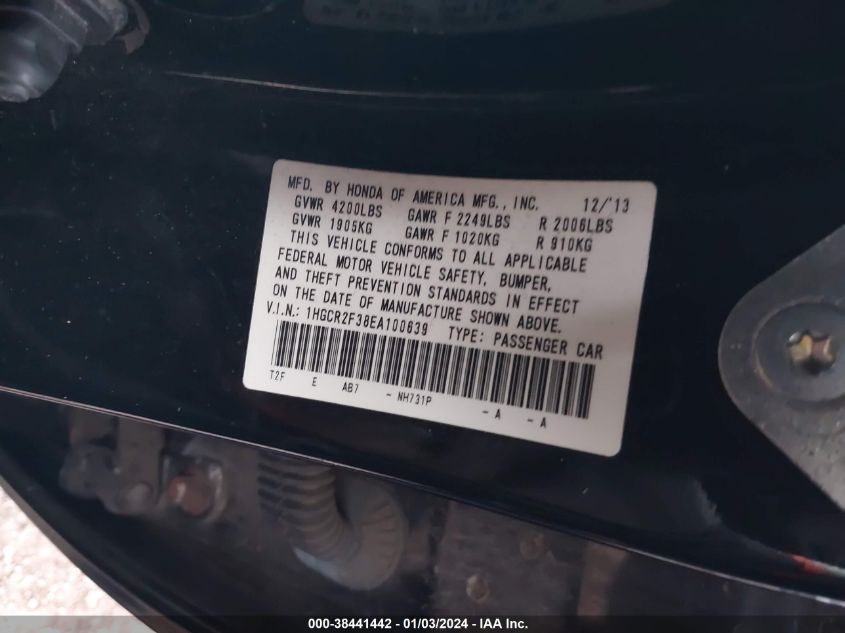 2014 HONDA ACCORD LX - 1HGCR2F38EA100639