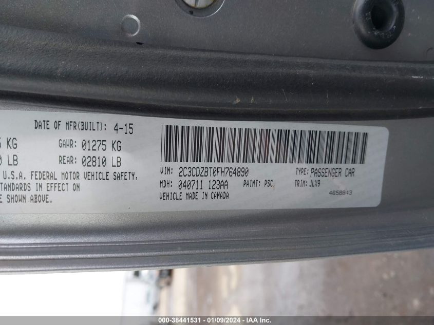 2015 DODGE CHALLENGER SXT PLUS OR R/T PLUS - 2C3CDZBT0FH764890