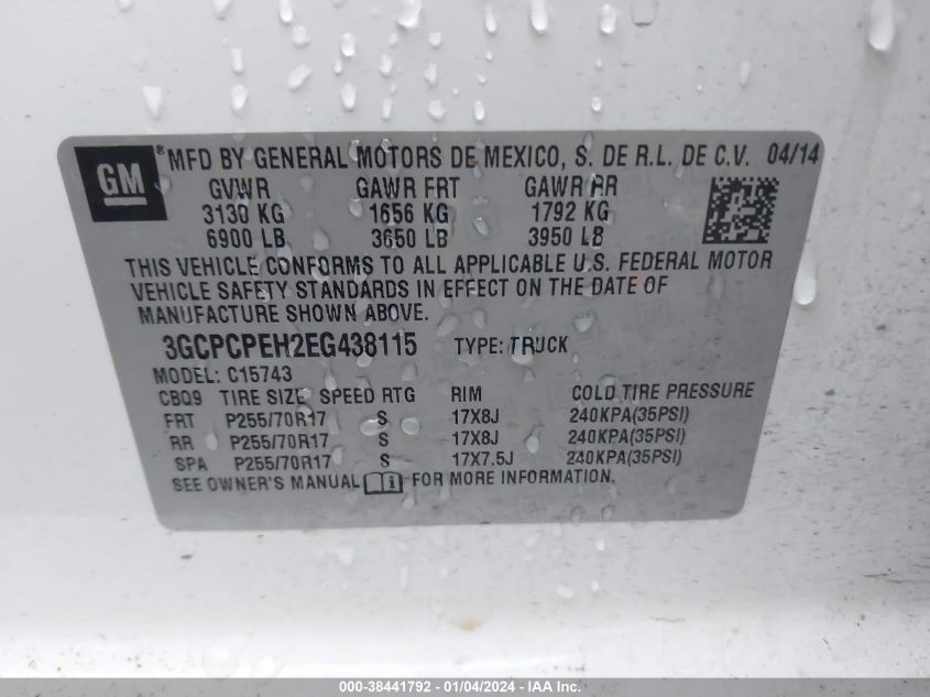 2014 CHEVROLET SILVERADO 1500 WORK TRUCK 1WT - 3GCPCPEH2EG438115