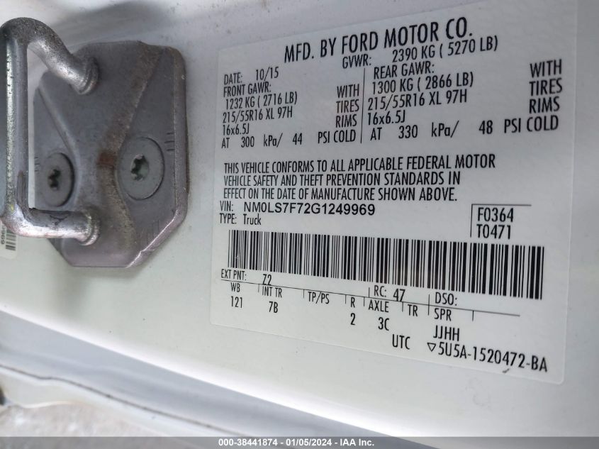 2016 FORD TRANSIT CONNECT XLT - NM0LS7F72G1249969