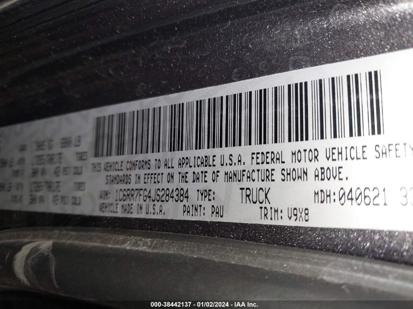 2018 RAM 1500 TRADESMAN - 1C6RR7FG4JS284384