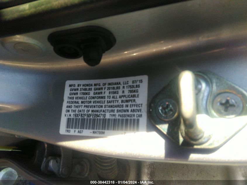 2015 HONDA CIVIC LX - 19XFB2F50FE094710