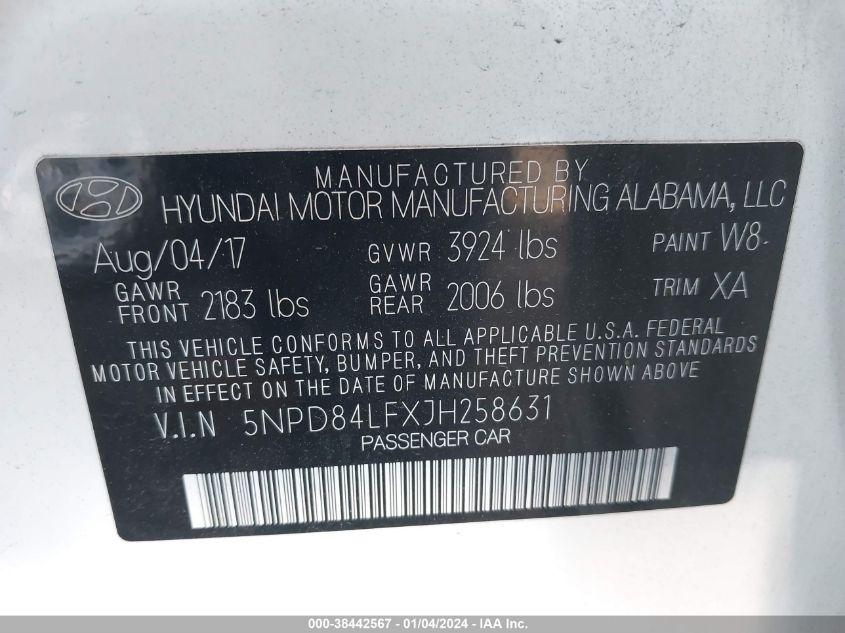 2018 HYUNDAI ELANTRA VALUE EDITION - 5NPD84LFXJH258631