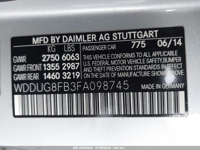 2015 MERCEDES-BENZ S 550 4MATIC - WDDUG8FB3FA098745