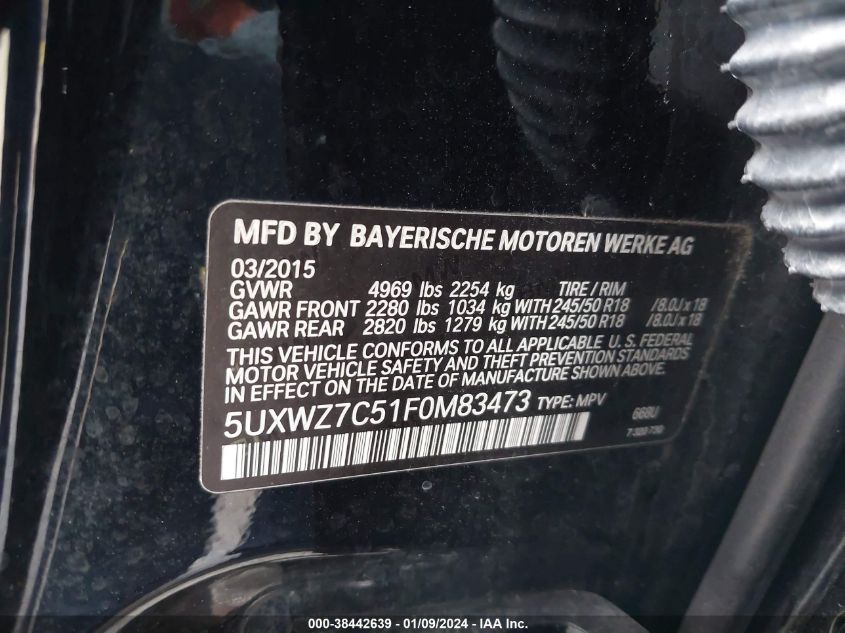 2015 BMW X3 SDRIVE28I - 5UXWZ7C51F0M83473