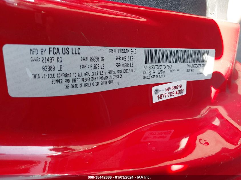 2015 FIAT 500C POP 3C3CFFDR9FT647942