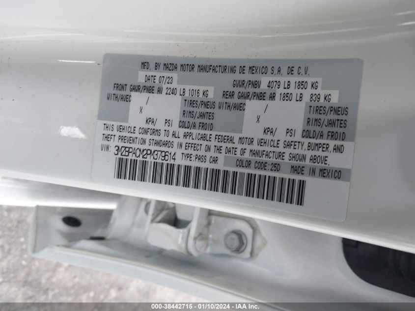 2023 MAZDA MAZDA3 2.5 S PREFERRED - 3MZBPACM2PM379614