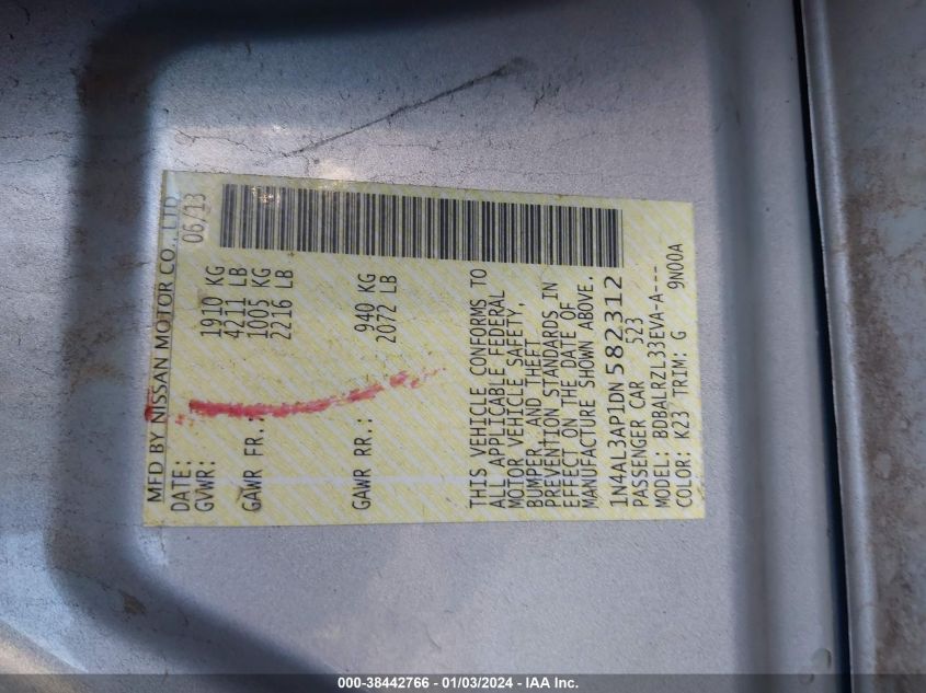 2013 NISSAN ALTIMA 2.5 S - 1N4AL3AP1DN582312