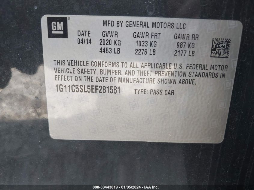 2014 CHEVROLET MALIBU 1LT - 1G11C5SL5EF281581