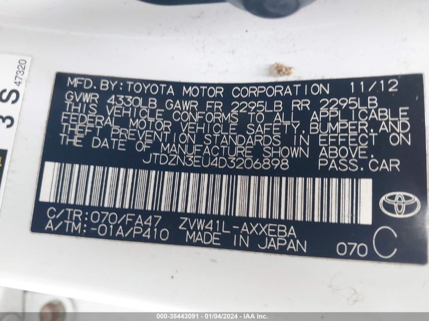 2013 TOYOTA PRIUS V - JTDZN3DU4D3206898