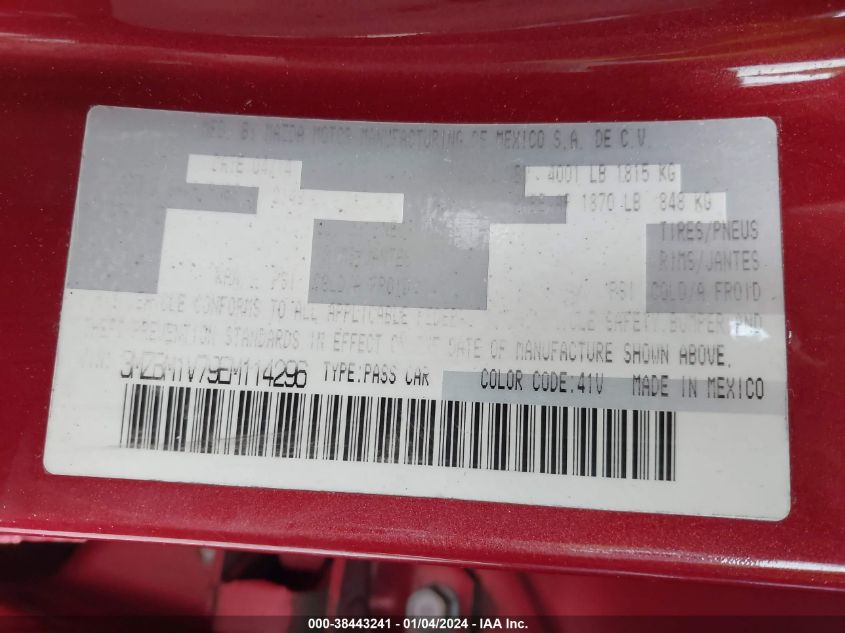 2014 MAZDA MAZDA3 I TOURING - 3MZBM1V79EM114296