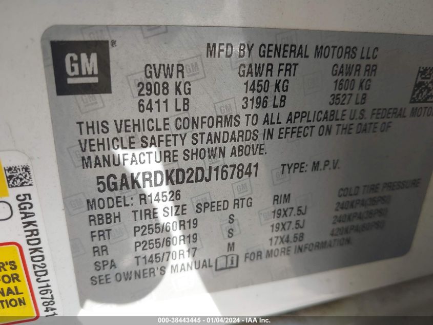 2013 BUICK ENCLAVE - 5GAKRDKD2DJ167841