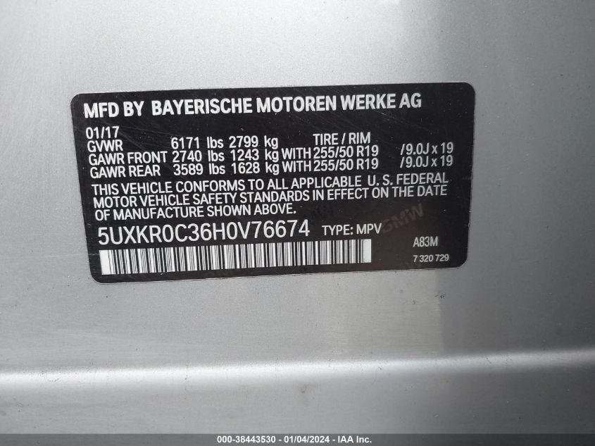 2017 BMW X5 XDRIVE35I - 5UXKR0C36H0V76674