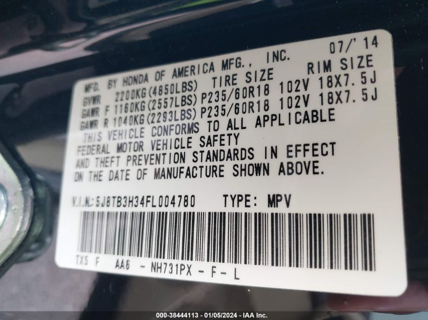 2015 ACURA RDX - 5J8TB3H34FL004780