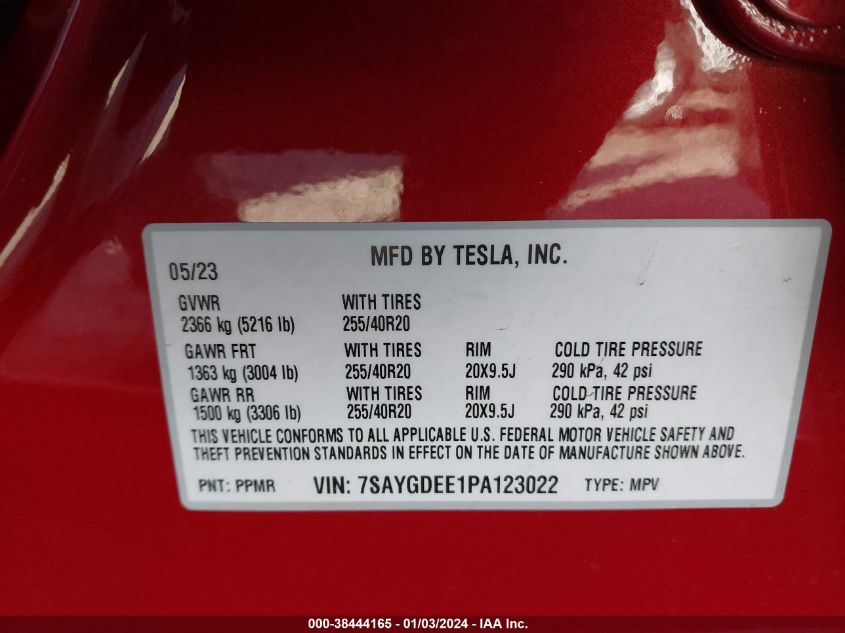 2023 TESLA MODEL Y - 7SAYGDEE1PA123022