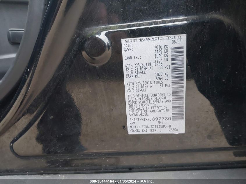 2015 NISSAN ROGUE S/SL/SV - 5N1AT2MTXFC897780