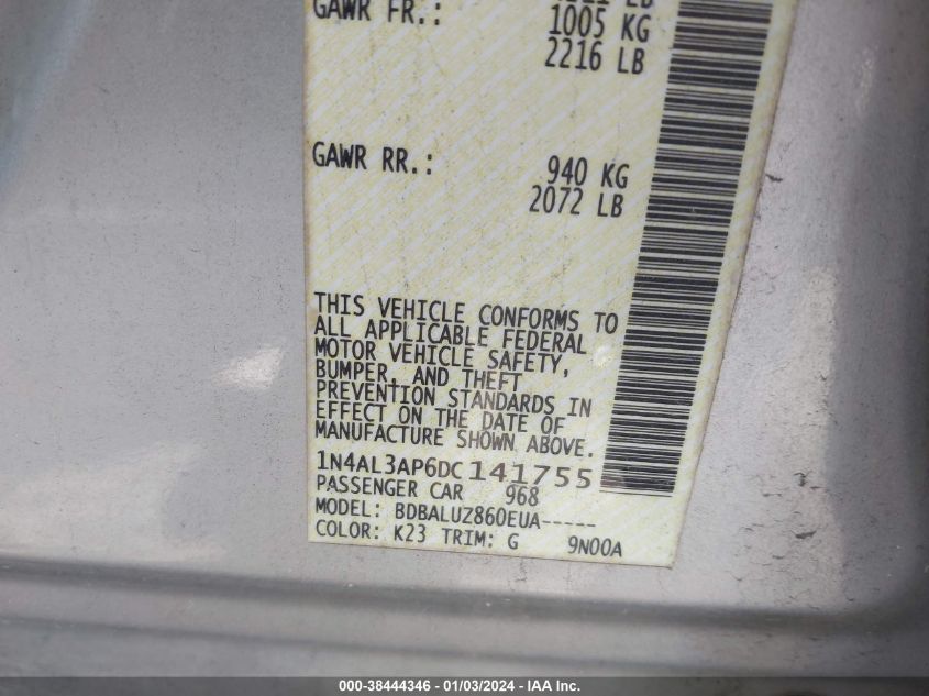 2013 NISSAN ALTIMA 2.5 SV - 1N4AL3AP6DC141755