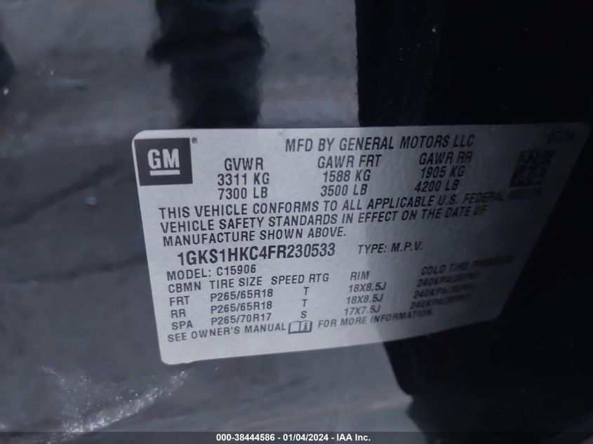 2015 GMC YUKON XL 1500 SLT 1GKS1HKC4FR230533
