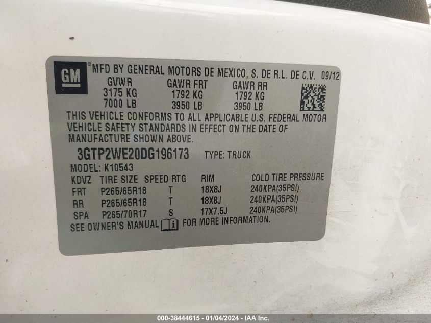 2013 GMC SIERRA 1500 SLT - 3GTP2WE20DG196173