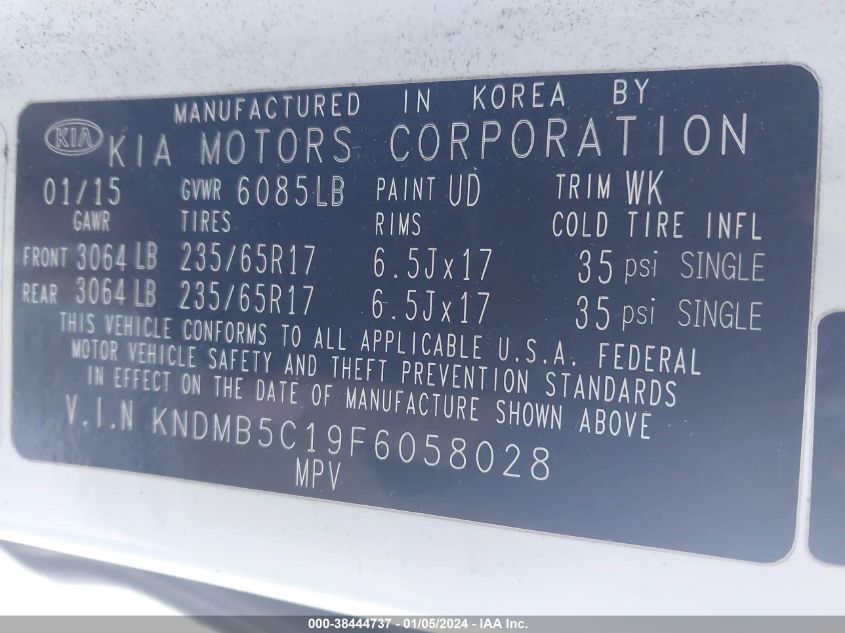2015 KIA SEDONA LX - KNDMB5C19F6058028