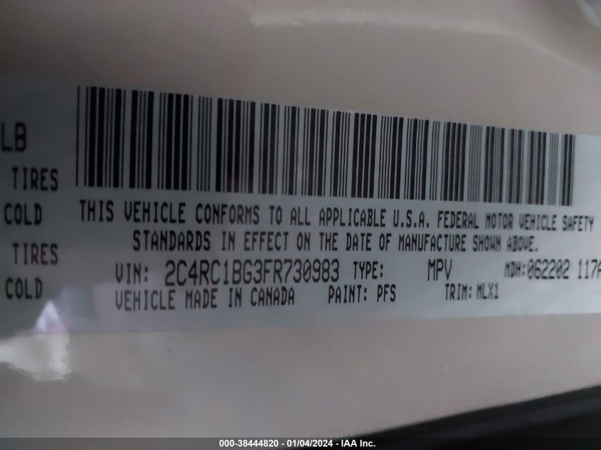2015 CHRYSLER TOWN & COUNTRY TOURING - 2C4RC1BG3FR730983