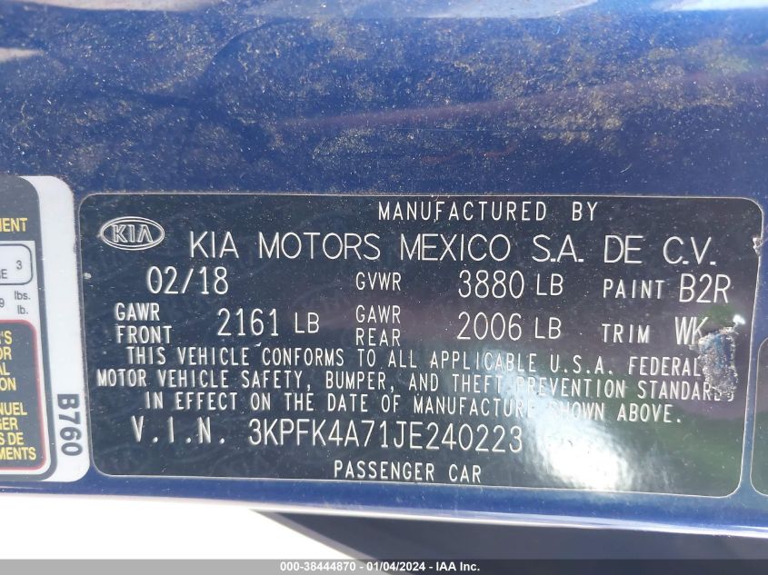 2018 KIA FORTE LX - 3KPFK4A71JE240223