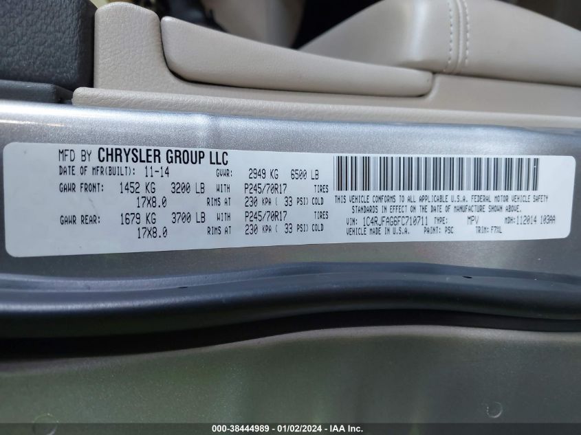 2015 JEEP GRAND CHEROKEE LAREDO - 1C4RJFAG6FC710711