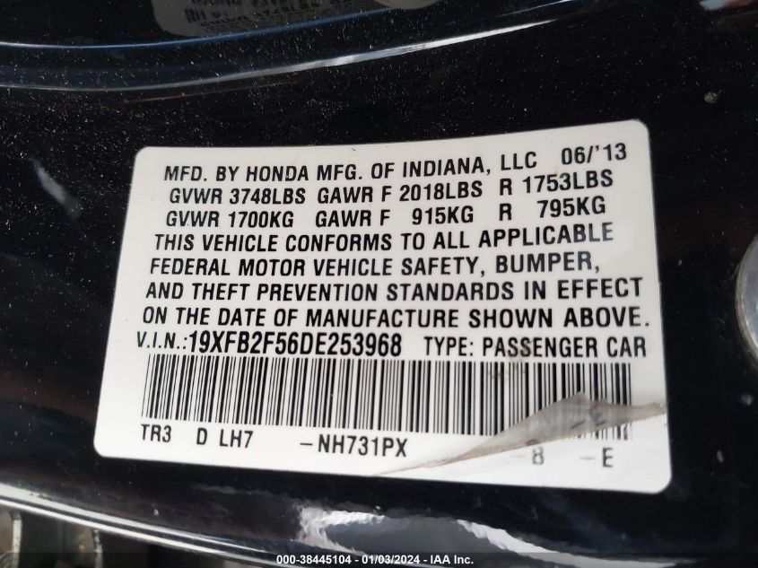 2013 HONDA CIVIC LX - 19XFB2F56DE253968