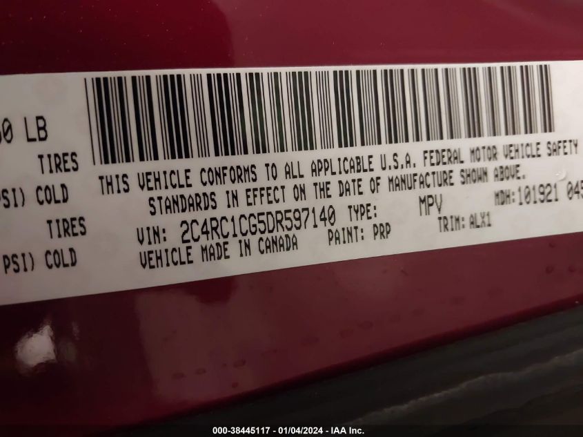 2013 CHRYSLER TOWN & COUNTRY TOURING-L - 2C4RC1CG5DR597140