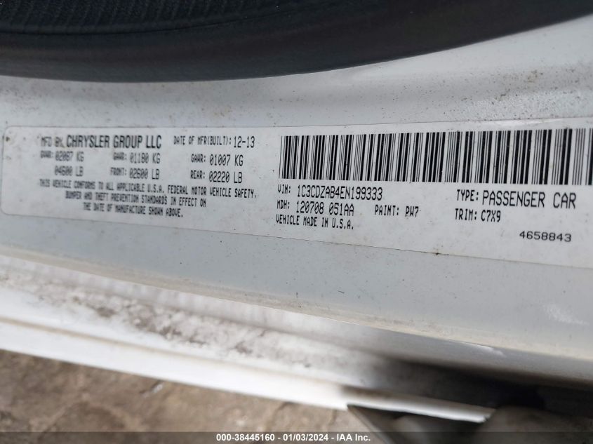 2014 DODGE AVENGER SE - 1C3CDZAB4EN199333