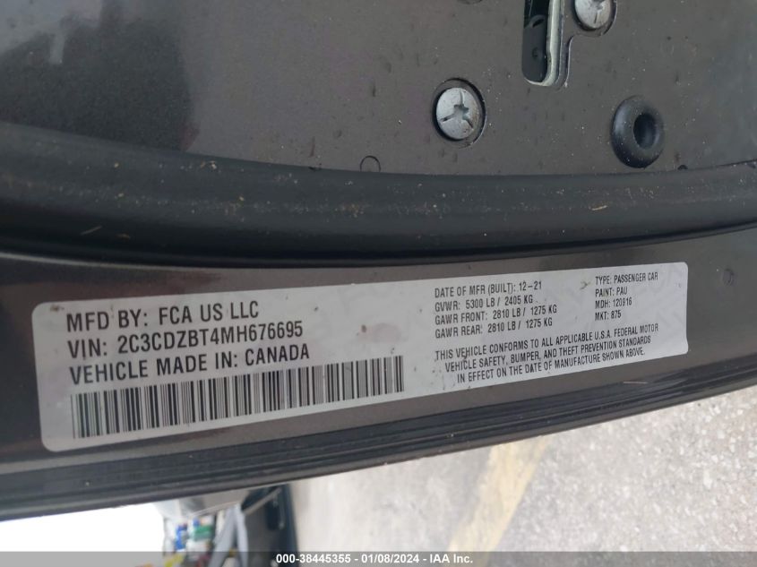 2021 DODGE CHALLENGER R/T - 2C3CDZBT4MH676695