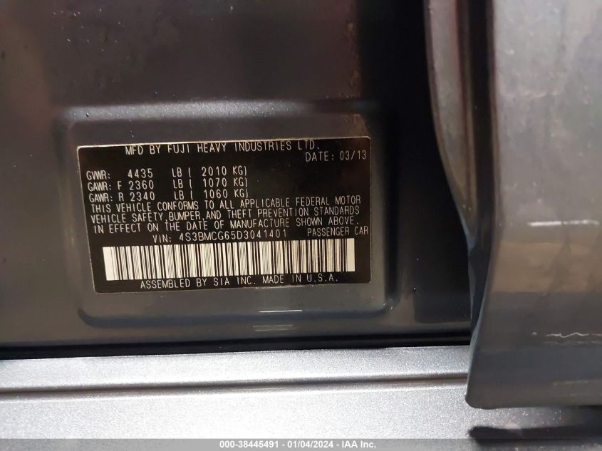 2013 SUBARU LEGACY 2.5 I SPORT - 4S3BMCG65D3041401